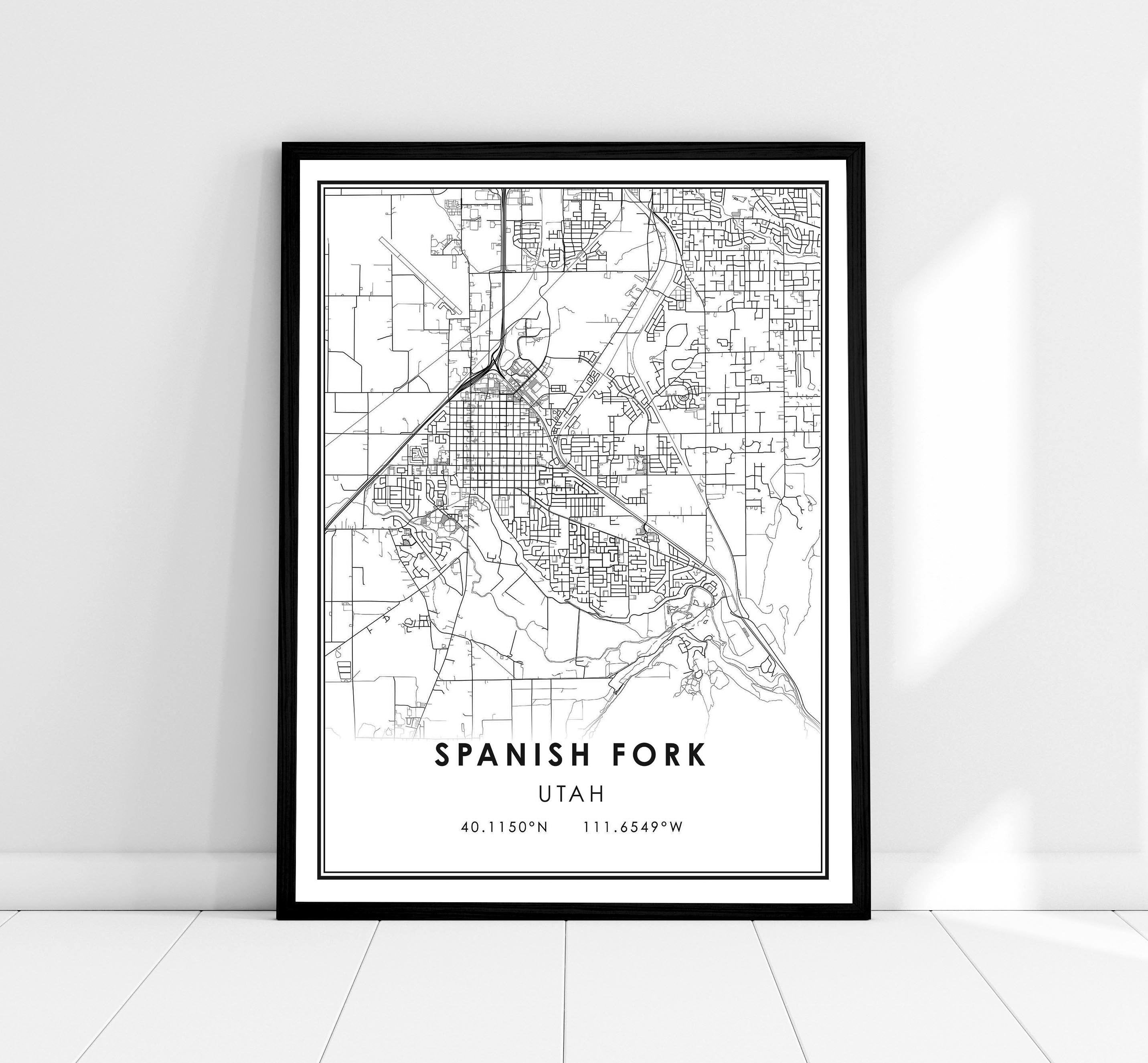 Spanish Fork map print poster canvas | Utah map print poster canvas | Spanish Fork city map print poster canvas