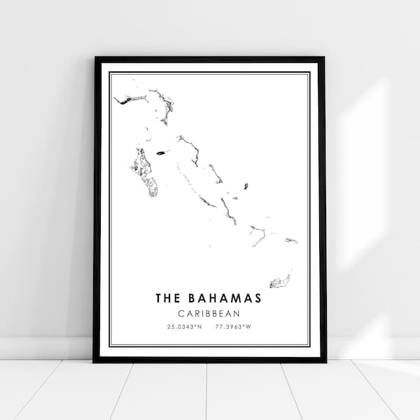 The Bahamas map print poster canvas | Caribbean map print poster canvas | The Bahamas city map print poster canvas