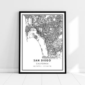 San Diego map print poster canvas | California map print poster canvas | San Diego city map print poster canvas