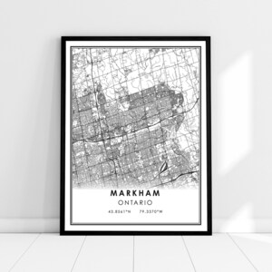 Markham map print poster canvas | Ontario map print poster canvas | Markham city map print poster canvas