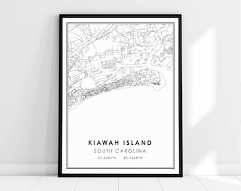 Kiawah Island South Carolina map print poster canvas | Kiawah Island city map print poster canvas