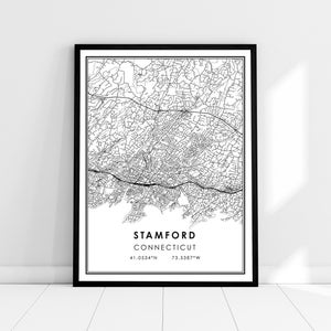 Stamford map print poster canvas | Connecticut map print poster canvas | Stamford city map print poster canvas