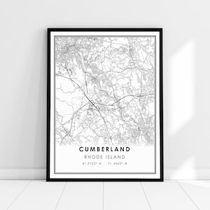 Cumberland Rhode Island map print poster canvas | Cumberland city map print poster canvas