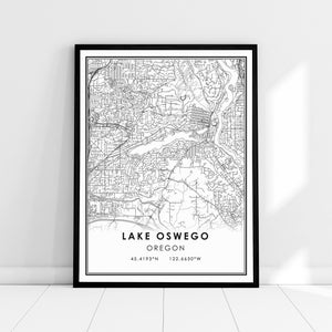 Lake Oswego Oregon map print poster canvas | Oregon Lake Oswego  map print poster canvas | Lake Oswego Oregon city map print poster canvas