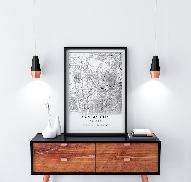 Kansas City Map Print Poster Canvas Kansas Map Print Poster - Etsy