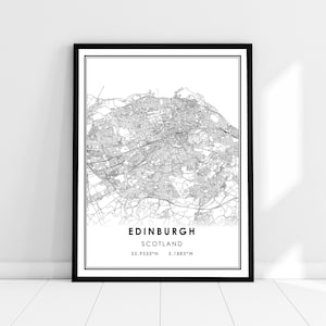 Carte d’Édimbourg imprimer une toile d’affiche | Carte de l’Écosse imprimer poster canvas | Carte de la ville d’Édimbourg imprimer poster canvas