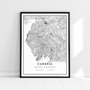 Cumbria UK map print poster canvas | Cumbria UK map print poster canvas | Cumbria UK city map print poster canvas