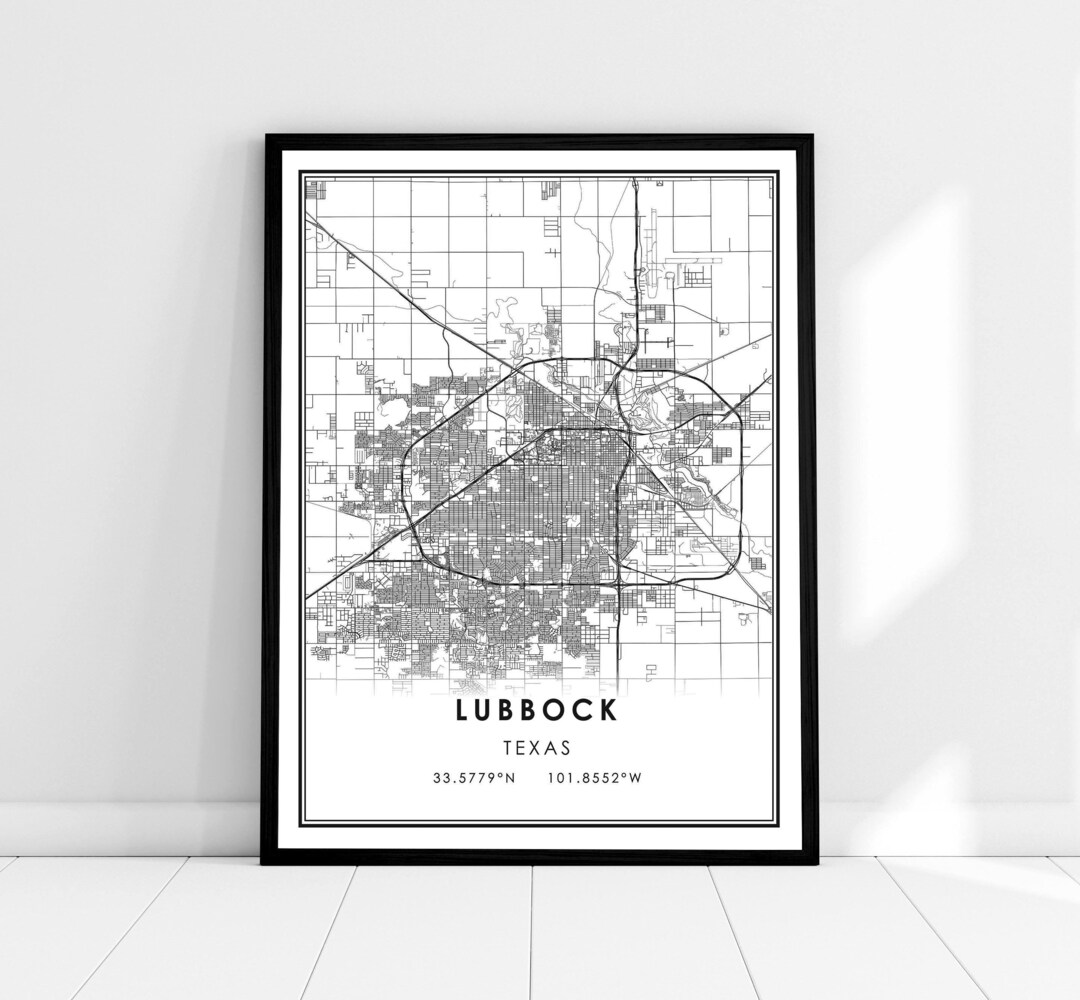 Lubbock Map Print Poster Canvas Texas Map Print Poster Canvas Lubbock