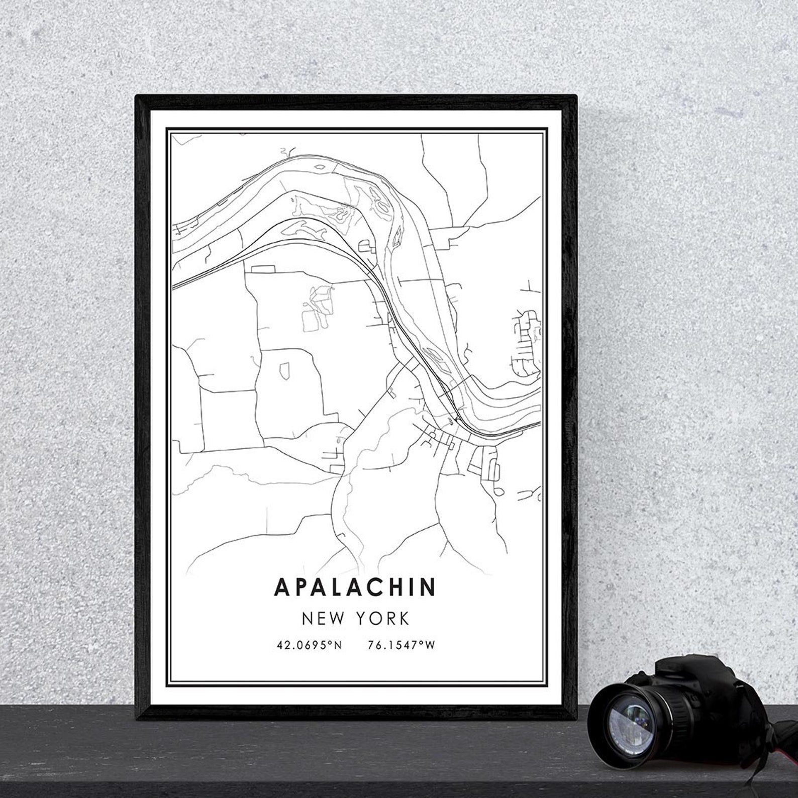 Apalachin map print poster canvas New York map print poster Etsy