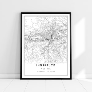 Innsbruck map print poster canvas | Austria map print poster canvas | Innsbruck city map print poster canvas
