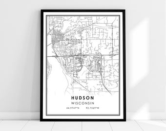 Hudson map print poster canvas | Wisconsin map print poster canvas | Hudson city map print poster canvas