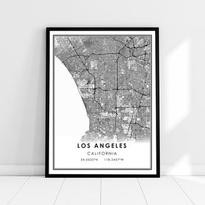 | d’affiche imprimée sur la carte de Los Angeles Carte de Californie imprimer poster canvas | Carte de la ville de Los Angeles imprimer poster canvas