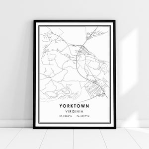 Yorktown Virginia map print poster canvas | Yorktown city map print poster canvas