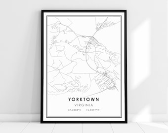 Yorktown Virginia map print poster canvas | Yorktown city map print poster canvas