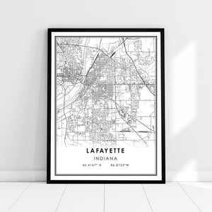 Lafayette Map Print Poster Canvas Indiana Map Print Poster Canvas ...