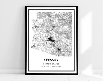 Arizona United States map print poster canvas | Arizona United States road map print poster canvas