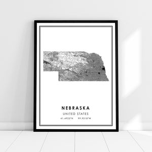 Nebraska United States map print poster canvas | Nebraska United States road map print poster canvas