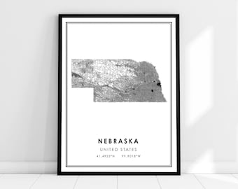 Nebraska United States map print poster canvas | Nebraska United States road map print poster canvas