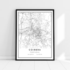 Coimbra map print poster canvas | Portugal map print poster canvas | Coimbra city map print poster canvas