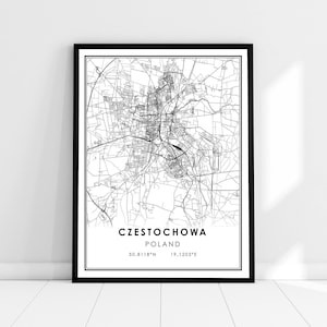Czestochowa map print poster canvas | Poland map print poster canvas | Czestochowa city map print poster canvas