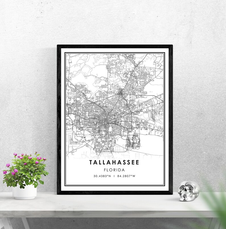 Tallahassee Map Print Poster Canvas Florida Map Print Poster | Etsy