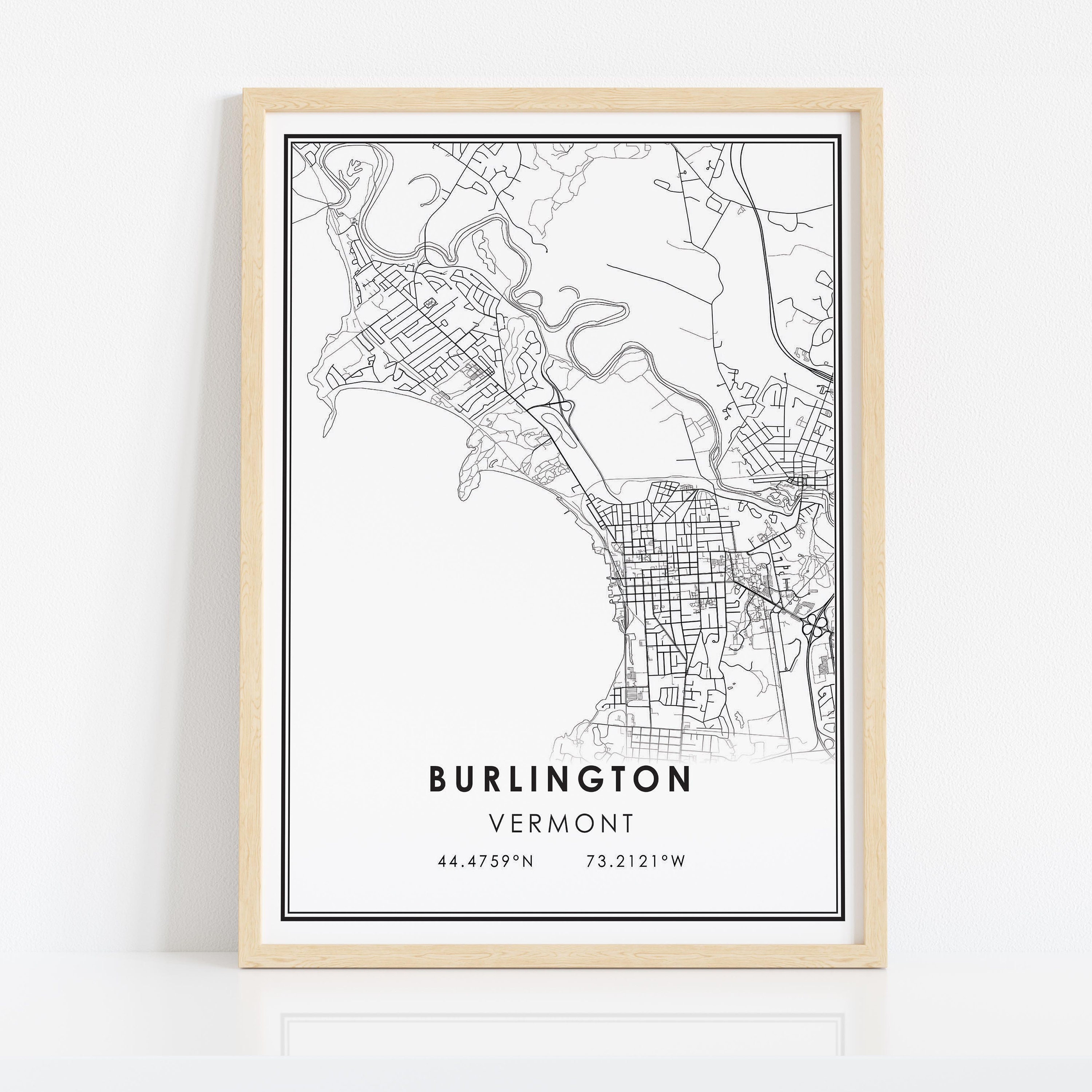 Burlington Map Print Poster Canvas Vermont Map Print Poster Canvas Il Mkdo 