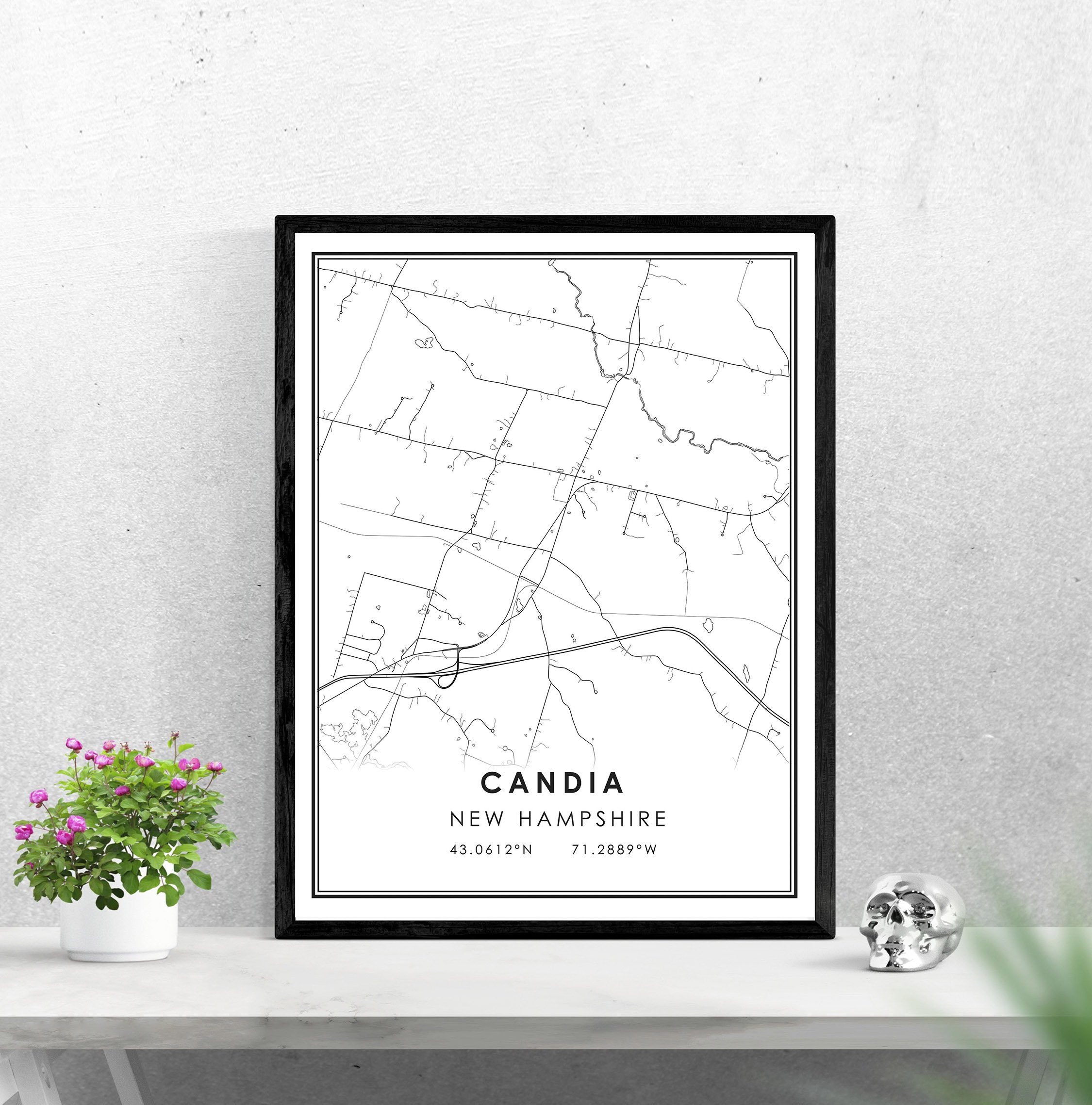 Candia map print poster canvas Candia Street map New Etsy