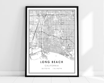 Long Beach CA Art Print Long Beach CA Skyline Wall Art Long - Etsy