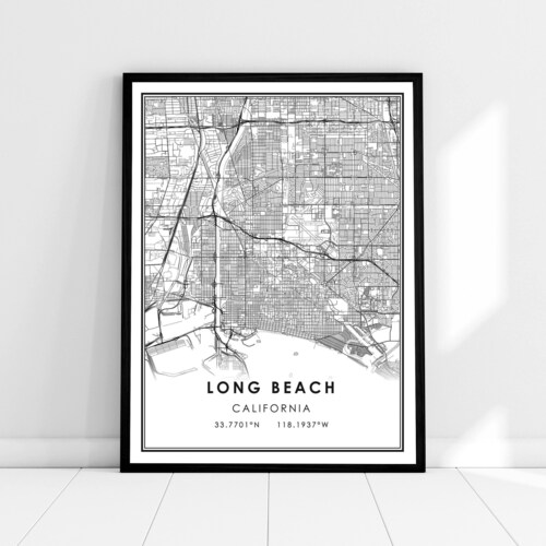 Long Beach Map City Map Minimalist Map Long Beach Print - Etsy