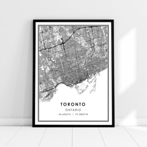 Carte de Toronto imprimer une affiche sur toile | Carte de l’Ontario imprimer la toile de l’affiche | Carte de la ville de Toronto imprimer poster canvas