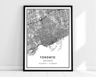 Toronto map print poster canvas | Ontario map print poster canvas | Toronto city map print poster canvas