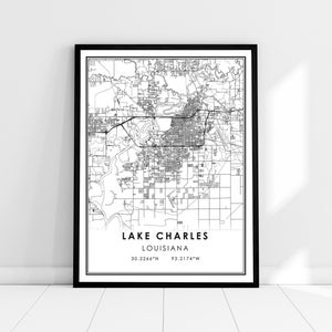 Lake Charles map print poster canvas | Louisiana map print poster canvas | Lake Charles city map print poster canvas