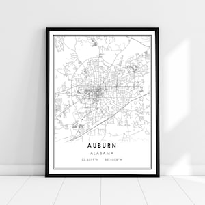 Auburn map print poster canvas | Alabama map print poster canvas | Auburn city map print poster canvas