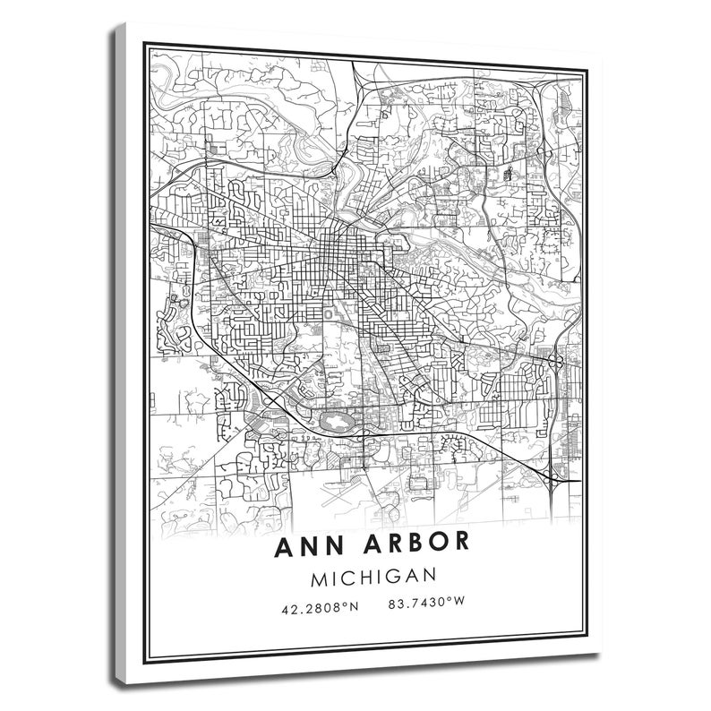 Ann Arbor map print poster canvas Ann Arbor Michigan city | Etsy