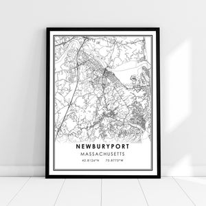 Newburyport map print poster canvas | Massachusetts map print poster canvas | Newburyport city map print poster canvas