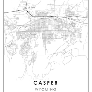 Casper Wyoming map print poster canvas Casper Wyoming city | Etsy