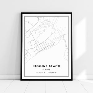Higgins Beach Maine map print poster canvas | Higgins Beach city map print poster canvas