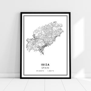 Ibiza map print poster canvas | Spain map print poster canvas | Ibiza city map print poster canvas