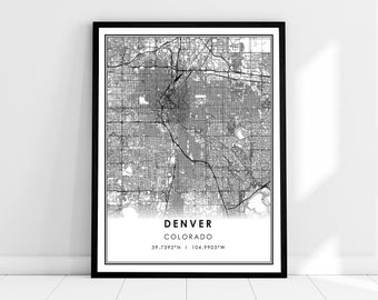 Denver map print poster canvas | Colorado map print poster canvas | Denver city map print poster canvas