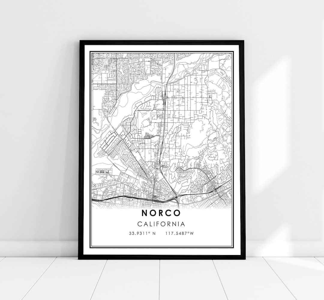 Norco Map Print Poster Canvas California Map Print Poster Canvas Norco City Map Print Poster