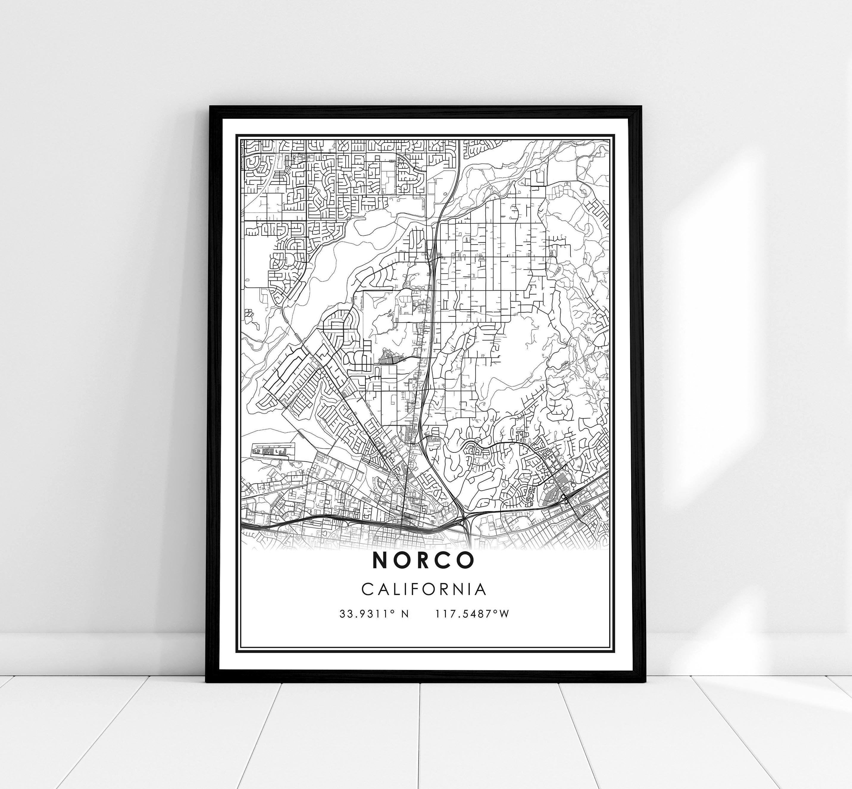 地図コラージュ アートフレーム 約70cm x 100cm Norco Map Print Poster Canvas | California Map Print Poster
