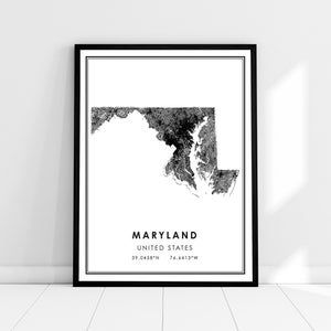 Maryland United States map print poster canvas | Maryland United States road map print poster canvas