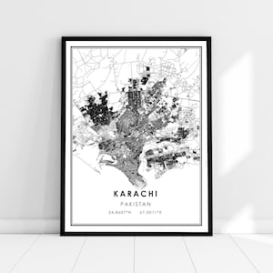 Karachi map print poster canvas | Pakistan map print poster canvas | Karachi city map print poster canvas