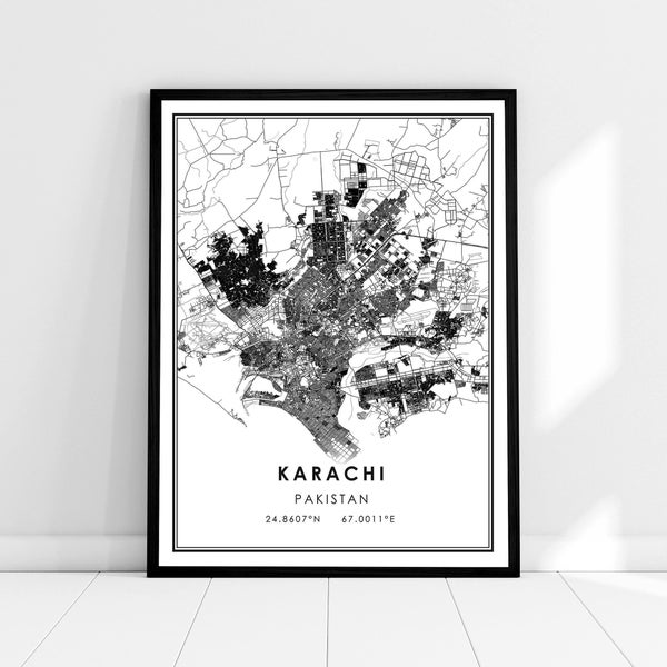 Karachi map print poster canvas | Pakistan map print poster canvas | Karachi city map print poster canvas