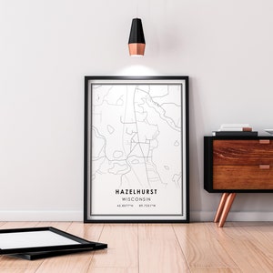 Hazelhurst map print poster canvas Wisconsin map print poster canvas Hazelhurst city map print poster canvas image 5