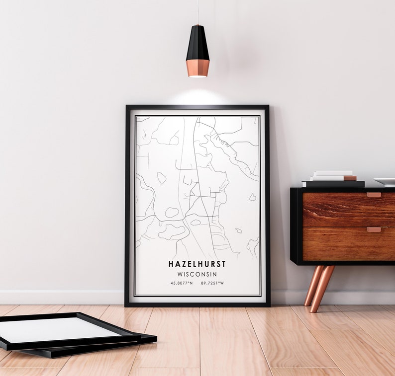 Hazelhurst map print poster canvas Wisconsin map print poster canvas Hazelhurst city map print poster canvas image 5