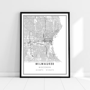 Milwaukee map print poster canvas | Wisconsin map print poster canvas | Milwaukee city map print poster canvas