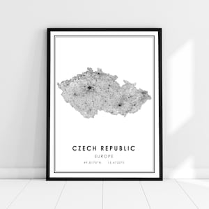 République tchèque carte du pays imprimer poster canvas | République tchèque Feuille de route du pays imprimer poster canvas
