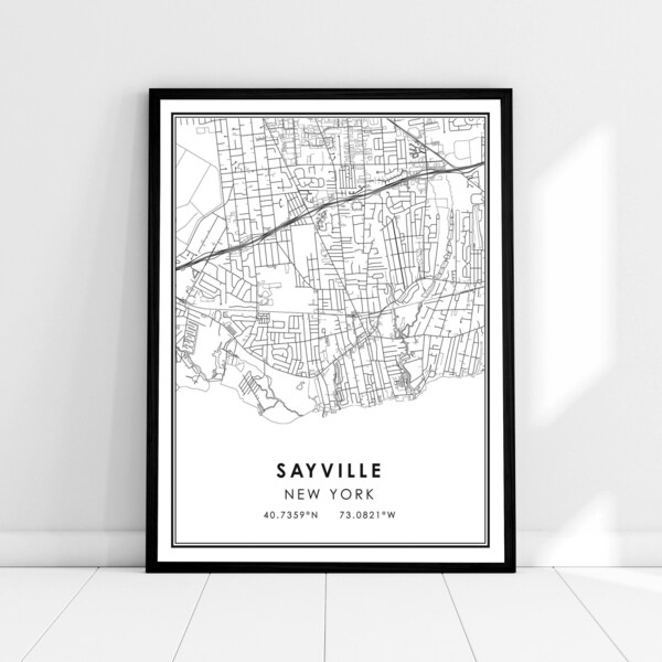Sayville map print poster canvas | Sayville map print poster canvas | Sayville city map print poster canvas