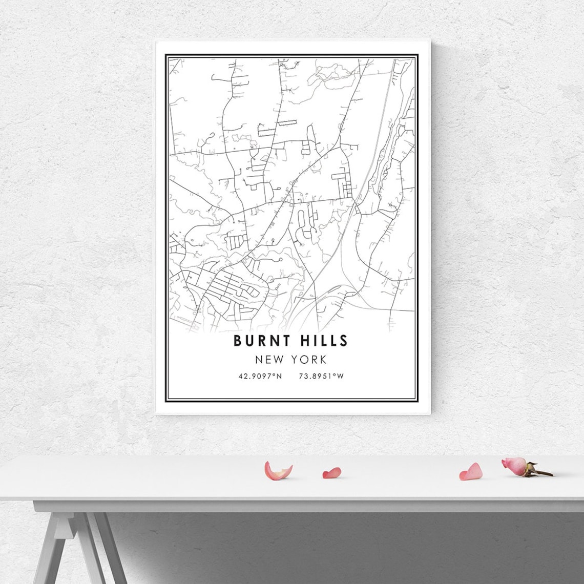 Burnt Hills map print poster canvas New York map print Etsy